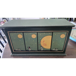 Earl and the Moon Wood Stash Crate Box Decoupage MUTTS Comic Strip 2004 Y2K